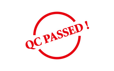 QC PASSED ! - Red Rubber Stamp With text QC PASSED !

