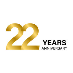 22 years anniversary gold icon vector for graphic design, logo, website, social media, mobile app, UI illustration
