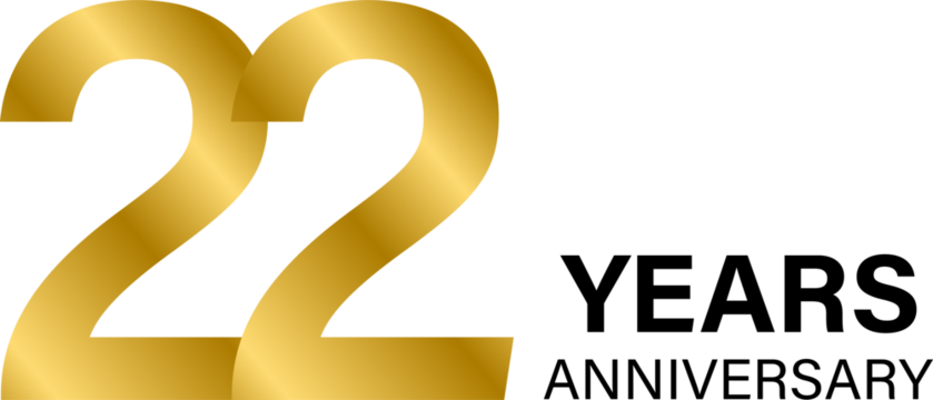 22 years anniversary gold iconfor graphic design, logo, website, social media, mobile app, UI illustration - Powered by Adobe