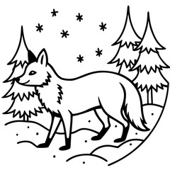 Stylized fox in a snowy forest scene