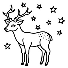 Whimsical deer with stars illustration