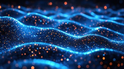 Abstract digital waves : Captivating digital landscape with flowing waves of light, the image of modern technology and data flow, representing digital information.