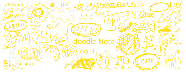 black pen scribble and doodle collection. Blue pen lines, arrows and scribbles at grid notebook background. Crayon drawn note doodles for hand drawn diagram, infographic and journaling.