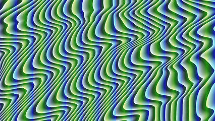 Vibrant Optical Illusion Abstract Background with Wavy Blue and Green Contours, Evoking a Sense of Movement and Depth