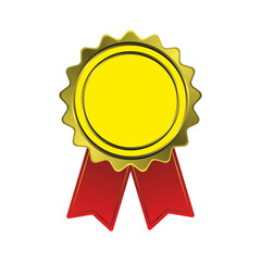 gold medal with red ribbon