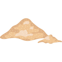 Pile of Light Brown Granular Material with Subtle Texture and Small Pile Beside it on White Background