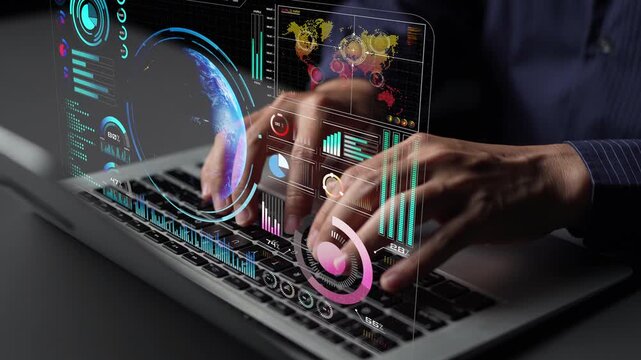 High-tech global network connection interface showing worldwide digital communication, data exchange, and internet connectivity. Global connection, data interaction, and worldwide communication. Thunk - Powered by Adobe