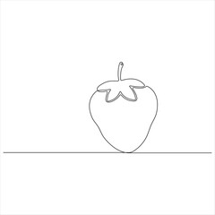 Continuous one line drawing of organic strawberry outline style illustration