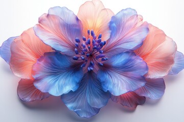 Floral Fantasy: A close-up view unveils a vibrant, ethereal flower boasting a symphony of pastel hues, evoking a sense of tranquility and delicate beauty.