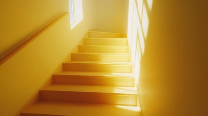 Sunny yellow stairs upward