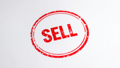 Business Branding Stamp: A bold, red SELL stamp prominently displayed, signifying the essence of commerce and the active exchange of products or services.