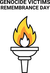 Genocide Victims Remembrance Day illustration with eternal flame