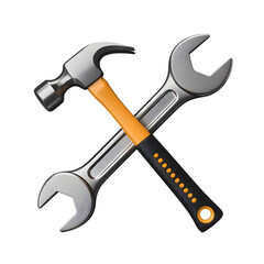 Essential tools for home repair projects hammer and wrench crossed for DIY enthusiasts and professional contractors, perfect for construction and renovation