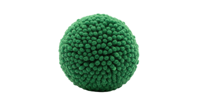 Green pompom isolated on transparent background this fluffy ball of yarn is perfect for crafts, decorations, or adding a touch of whimsy to any project