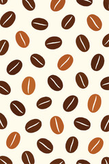 Geometric Vector Seamless Coffee Beans Pattern. Two Solid Unmixed Brown Colors Background.