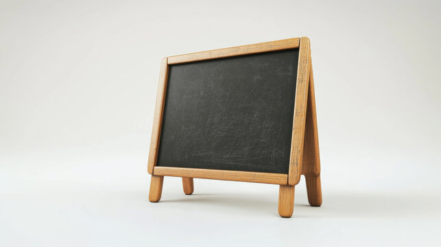 Wooden chalkboard on a white background, perfect for announcements and messages. blank chalkboard is ideal for displaying menus, special offers, or inspirational quotes.