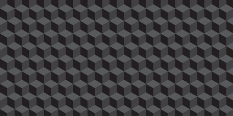 Fototapeta premium Black cube seamless creative cubes decoration triangle wall and wallpaper textile vector square tile, mosaic endless repeat hexagon block texture background. 