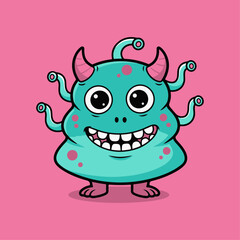 creative funny monster cartoon character illustration vector design  