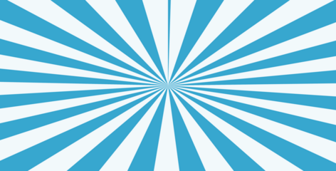 Blue color burst background. Sunburst retro vector Starburst shape. Radial beam sunrise or sunset light retro design illustration. Abstract citrine blue texture with light of sunburst.