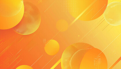 Vibrant abstract background with orange and yellow gradient featuring dynamic translucent circles and diagonal lines.