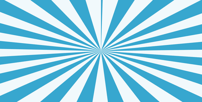 Blue color burst background. Sunburst retro vector Starburst shape. Radial beam sunrise or sunset light retro design illustration. Abstract citrine blue texture with light of sunburst. - Powered by Adobe