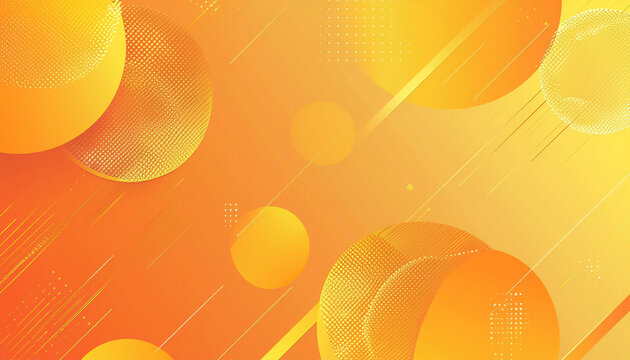 Vibrant abstract background with orange and yellow gradient featuring dynamic translucent circles and diagonal lines.