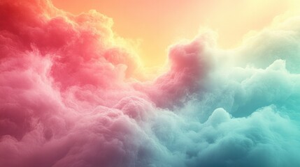 Obraz premium Sky Serenity: A dreamy composition of vibrant, multicolored clouds filling the frame, creating a sense of tranquility and ethereal beauty.