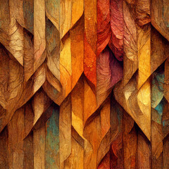 Seamless carved wooden draped panels texture, tileable warm layered folds background