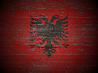 Old wooden Albania flag