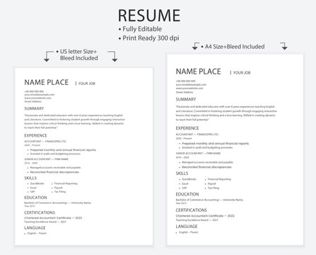 editable resume format