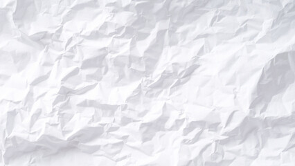 White crumpled paper texture background.