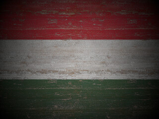 Old wooden Hungary flag