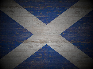 Old wooden Scotland flag