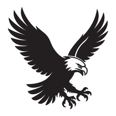 Fototapeta premium Silhouette majestic bald eagle with wings spread a powerful avian symbol vector liiustration