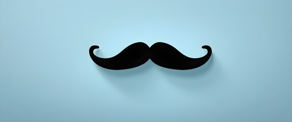Black Mustache Symbol on Blue Background for Men's Health