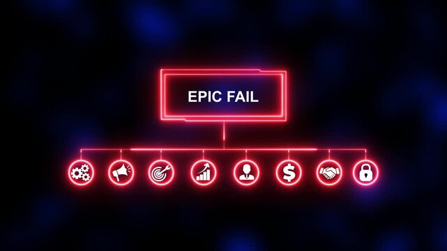 Epic Fail, Hologram Futuristic Interface, Augmented Virtual Reality. Business technology virtual screen background. performance metrics, and business insights from large data sets.