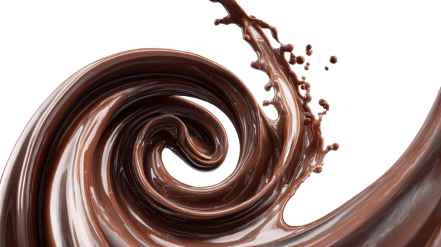 melted chocolate on white background