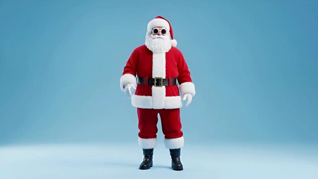 A stylish and modern Santa Claus dancing joyfully with vibrant festive energy and Christmas excitement Generative AI.