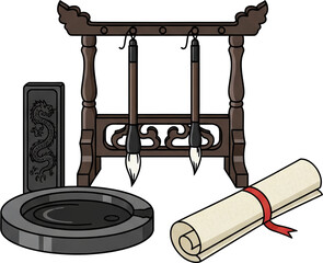 Calligraphy Tools Arrangement