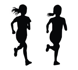 Vector silhouettes of people running dancing and walking