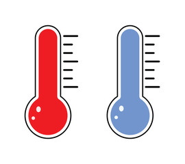 Thermometer vector icon showing temperature measurement for hot or cold weather