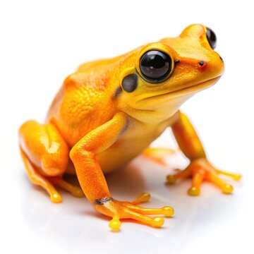 Adorable baby panamanian golden frog isolated on pure white