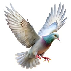 Obraz premium Detailed close-up flight of a dove with wings spread wide