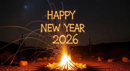 Happy New Year Twenty Twenty Six Celebration Outdoors