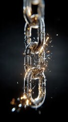 Broken Chain Glowing in Light Symbolizing Freedom and Strength