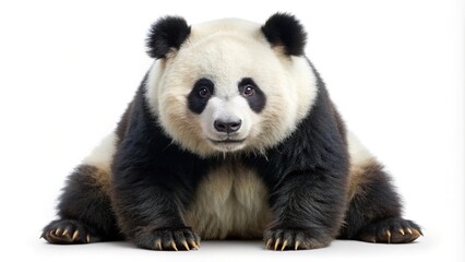 Fototapeta premium Cute giant panda sitting isolated on detailed photo