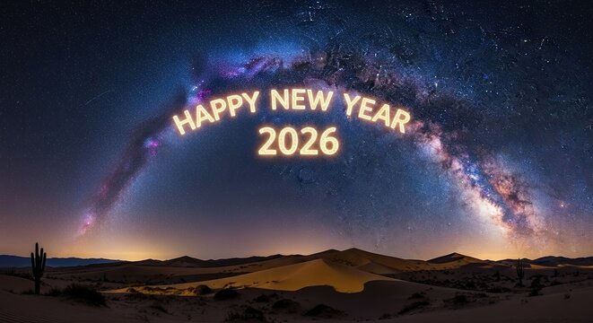 Happy New Year 2026 Under the Milky Way