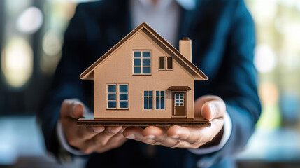 real estate agent holding house