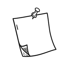 Sketch of a square paper, secured by a pushpin, corner folded