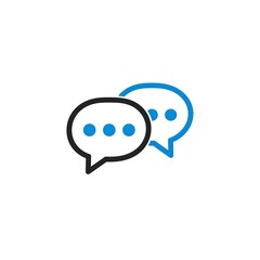 Vector illustration of two chat bubbles with blue dots, isolated